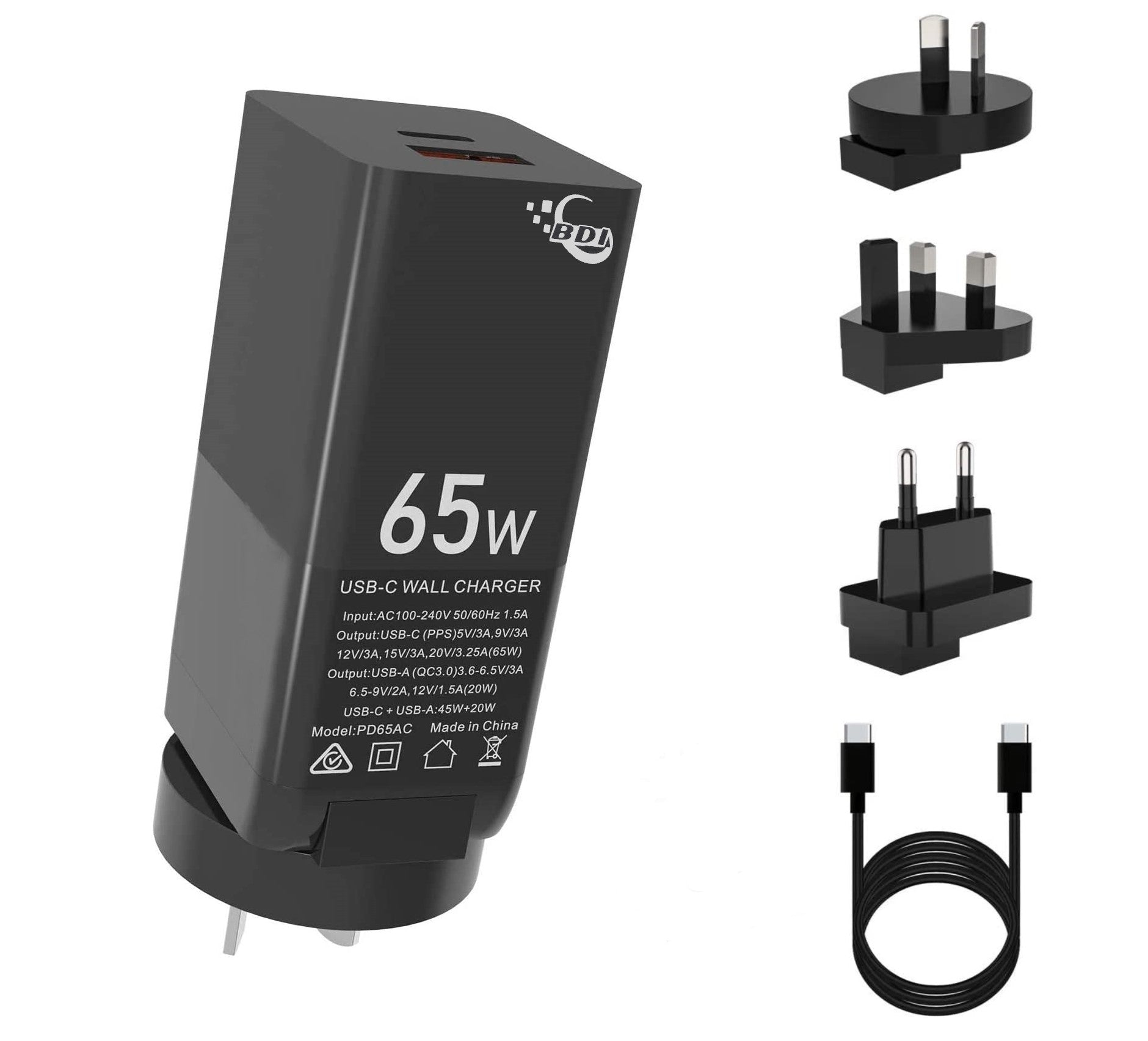 Pd65Ac Gan 65W Usb-C Pd Quick Charger
