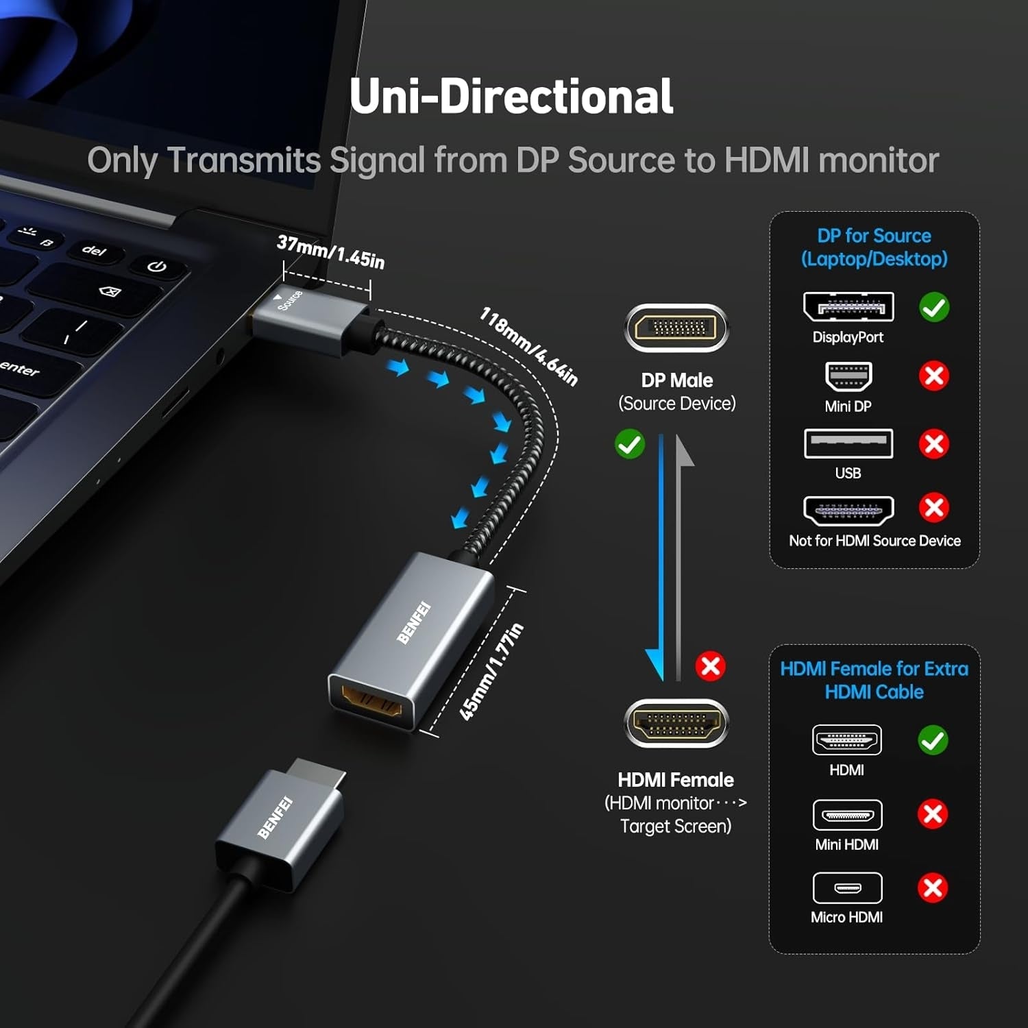 4K DisplayPort to HDMI Adapter - High-Speed & Durable | Computer Cables & Adapters - photo 6