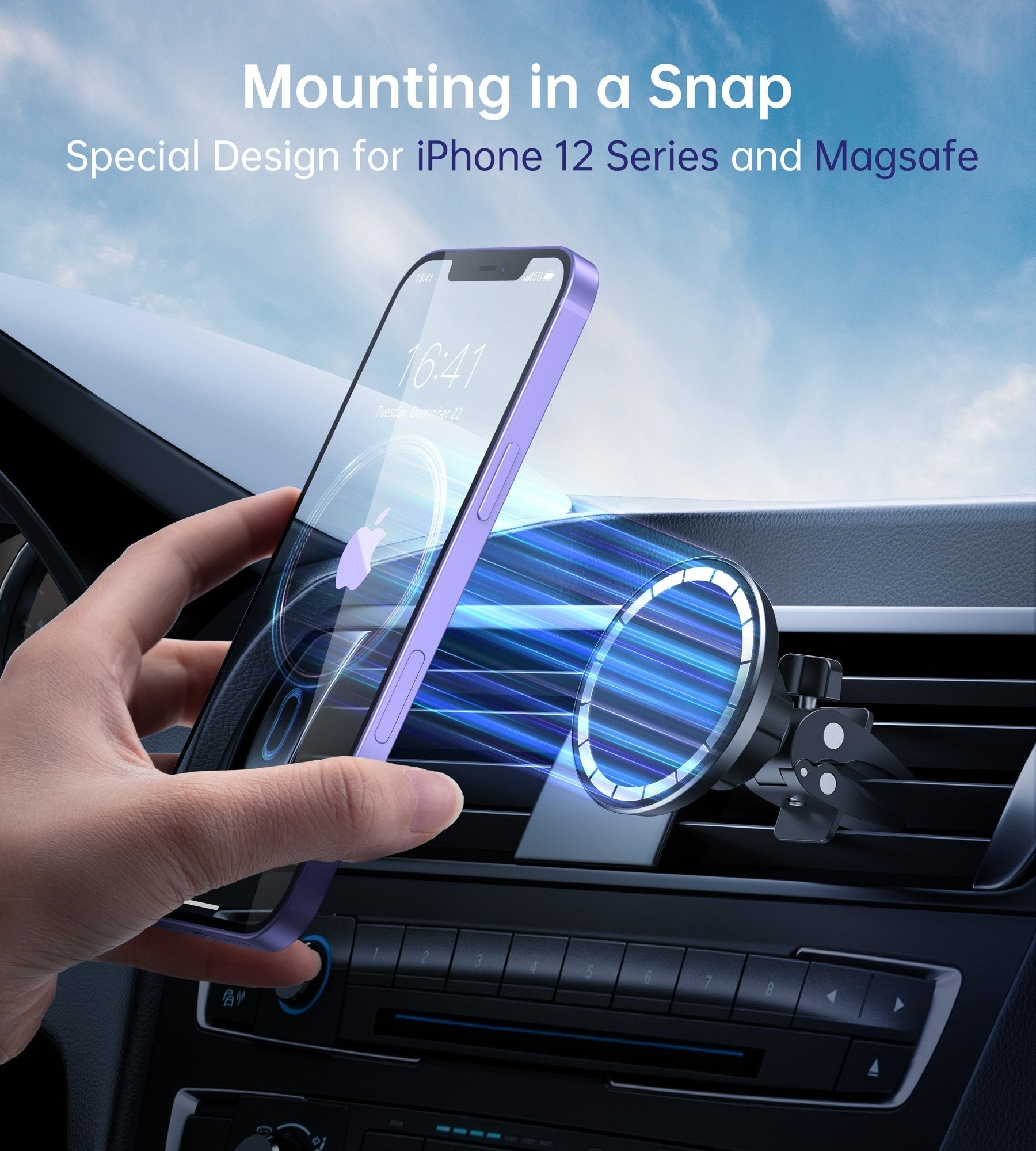 At0004 Magsafe Iphone 12 Magnetic Car Mount Car Air Vent Phone Holder with Car Mounts