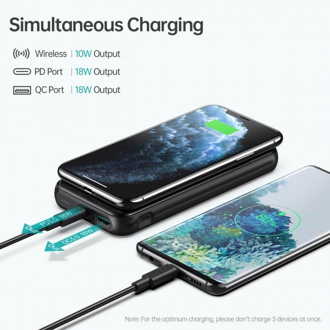 B650-Cc Power Bank 10000Mah With Wireles Power Bank (Black) | Black colour
