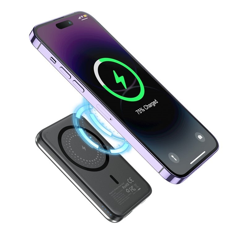 B655-Sl 5000Mah Magnetic Wireless Power Bank 10W (Silver) with Silver colour