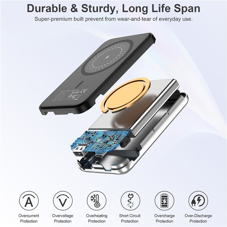 B655-Sl 5000Mah Magnetic Wireless Power Bank 10W (Silver) | Power Banks & Chargers