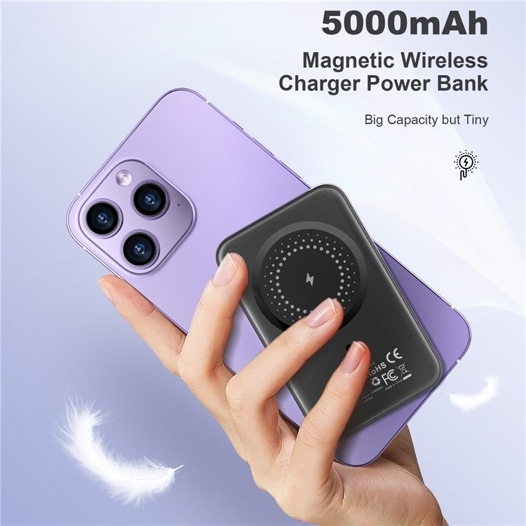 B655-Sl 5000Mah Magnetic Wireless Power Bank 10W (Silver) | Silver colour