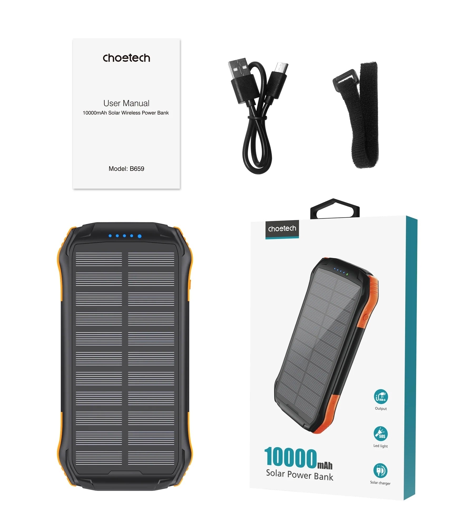 Power Banks & Chargers - B659 10000Mah Solar Power Bank