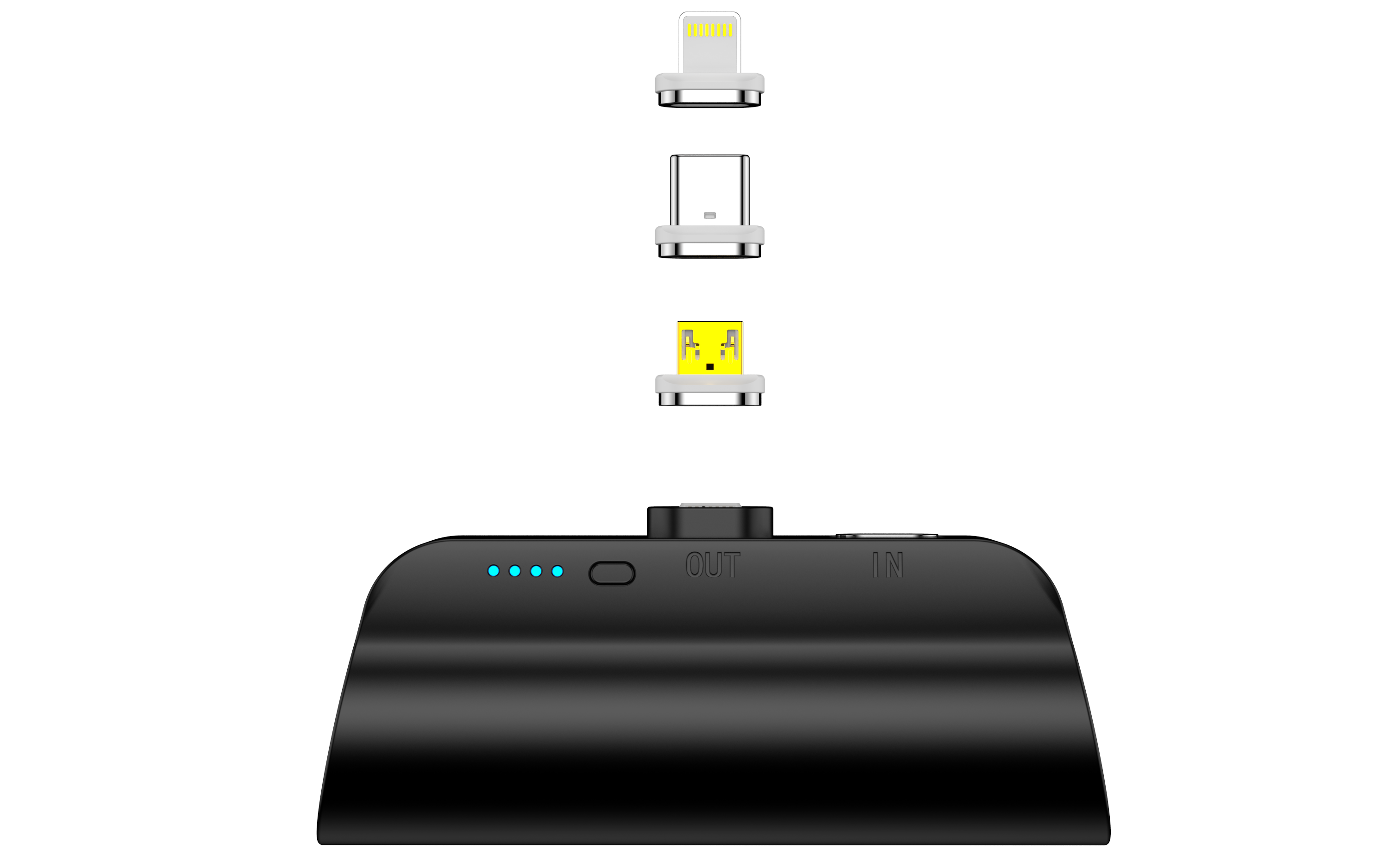 B660-Bk 3000Mah Mini Power Bank With 3 Magnetic Connectors (Black) | Portable Capacity