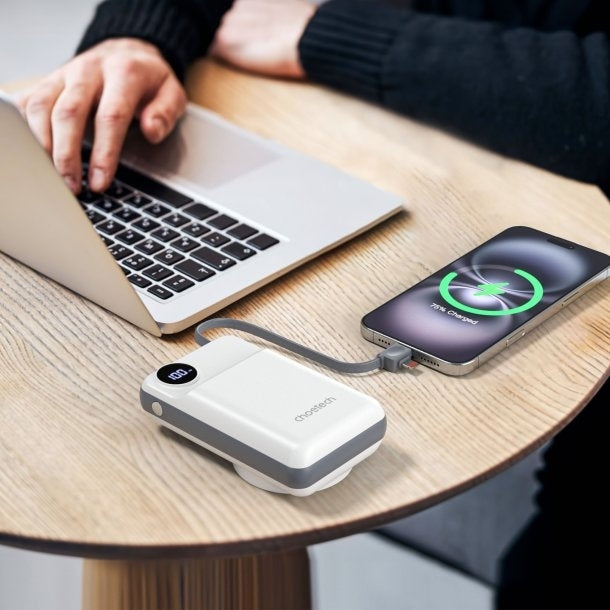 White 20,000mAh Wireless Power Bank - USB-A & USB-C Fast Charge, Phone Chargers