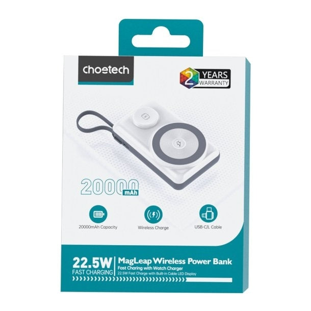 Phone Chargers - White 20,000mAh Wireless Power Bank - USB-A & USB-C Fast Charge