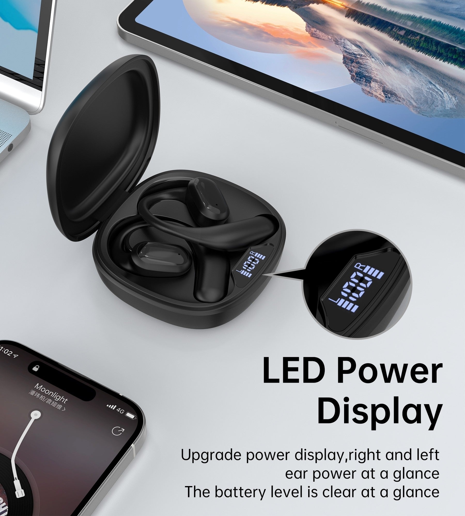 Black colour - Painless New Concept Bluetooth Earbuds TWS Black