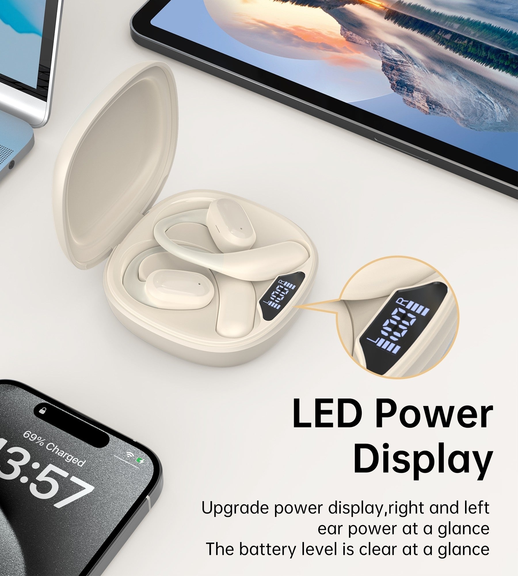 White colour - Painless New Concept Bluetooth Earbuds TWS White