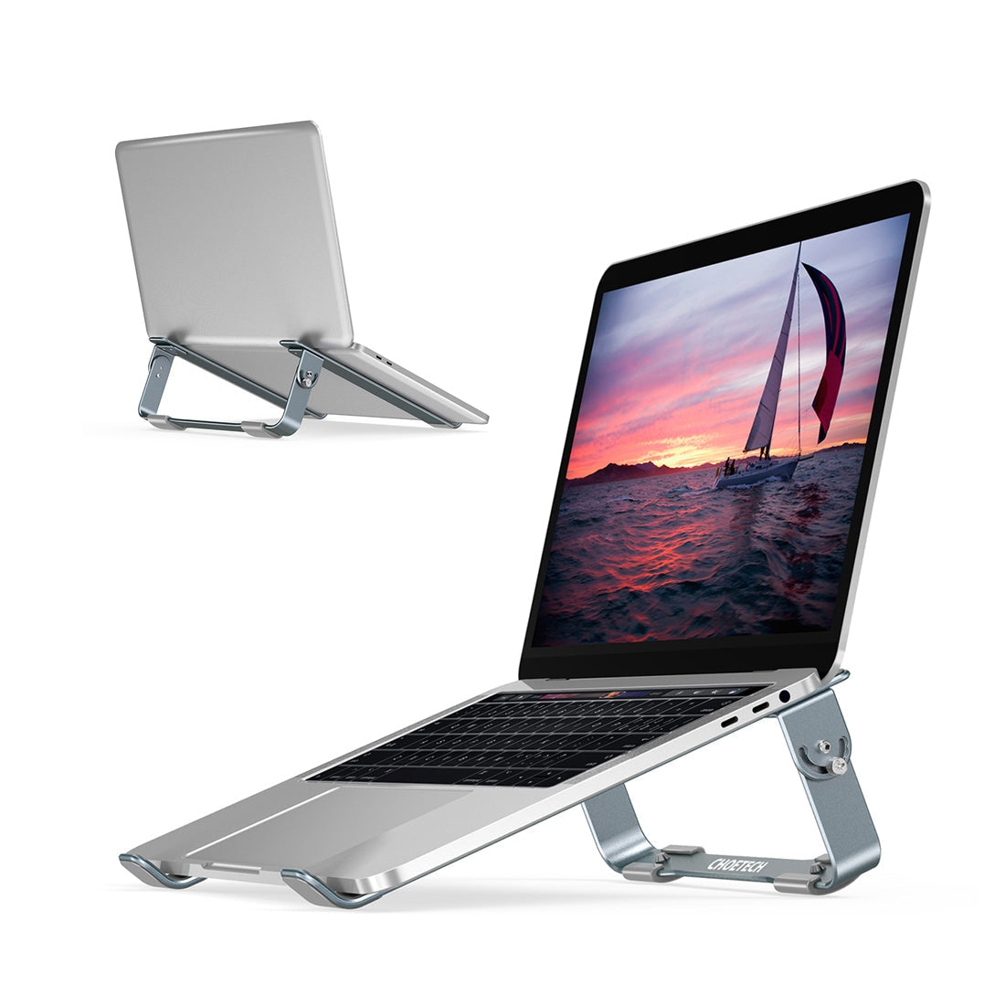 Detachable Aluminum Cooling Laptop Stand Grey