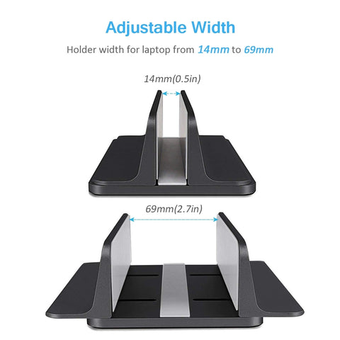 H038-Bk Desktop Aluminum Stand With Adjustable Dock Size For Laptops And Tablets