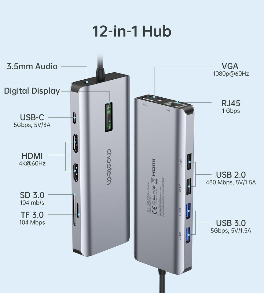Hub-M26 12-In-1 Usb-C Multiport Adapter, Laptop Stands