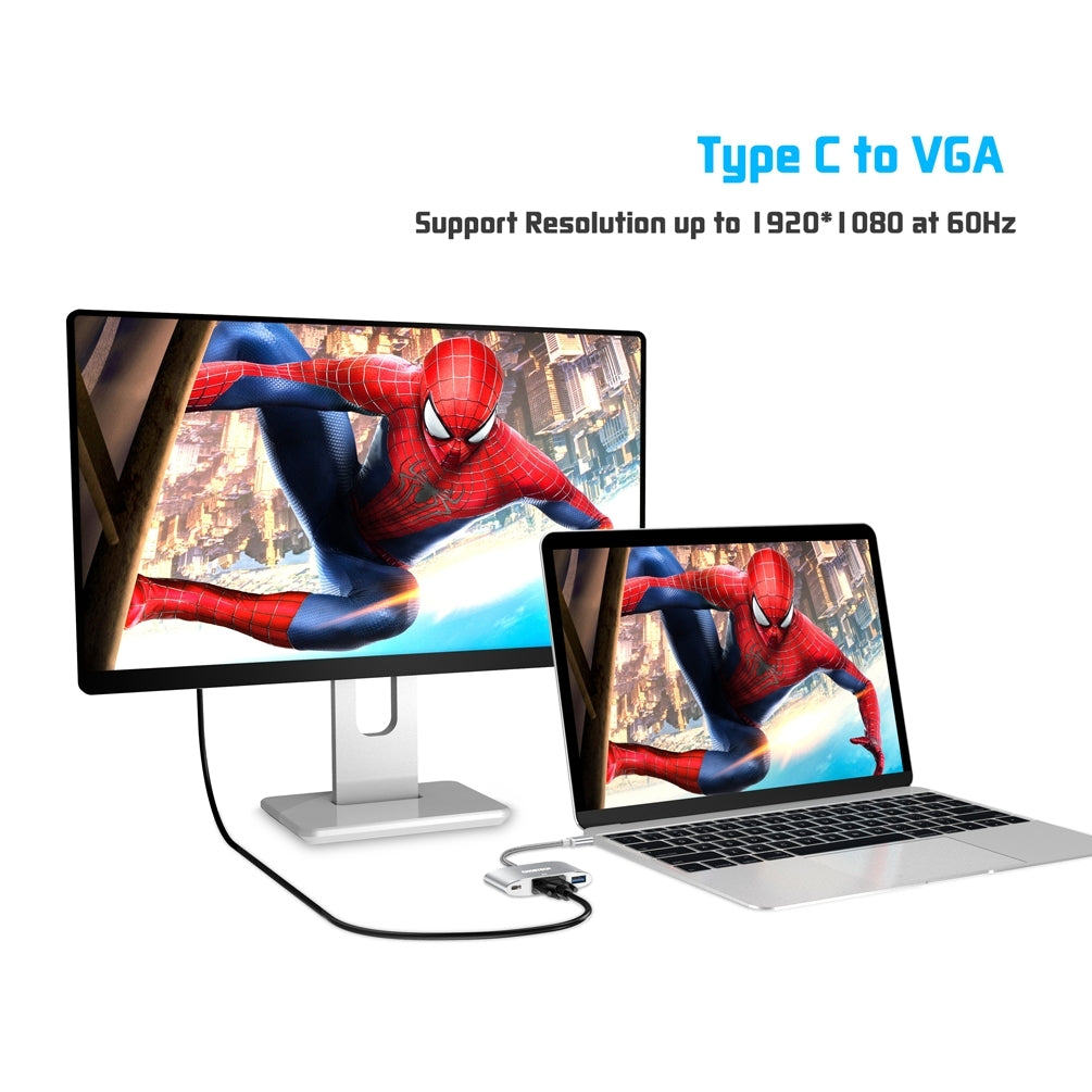 Hub-V02 Usb-C To Vga & Usb Multiport Adapter with Keyboards & Accessories