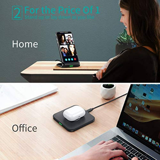 Phone Chargers - (T524S+T511S) Qi 10W/7.5W Fast Wireless Charging Stand And Pad
