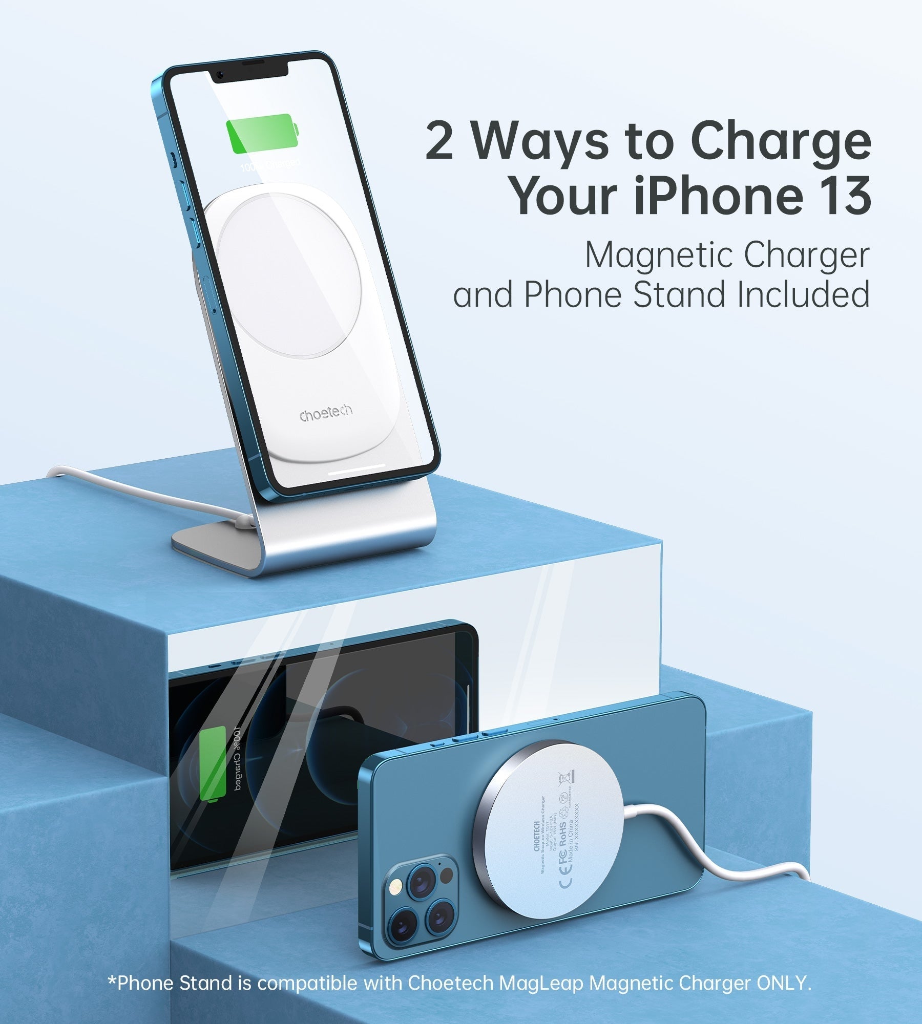 Choetech - Magasafe Fast Wireless Charger Stand Holder For Iphone 13/12