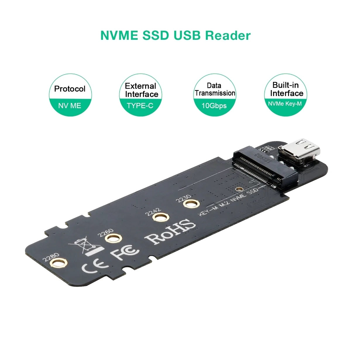 Pc-Hde02 M.2 To Usb Ssd Reader (Enclosure Only) Supports M-Key (Pci-E Nvme-Based), Hard Drives