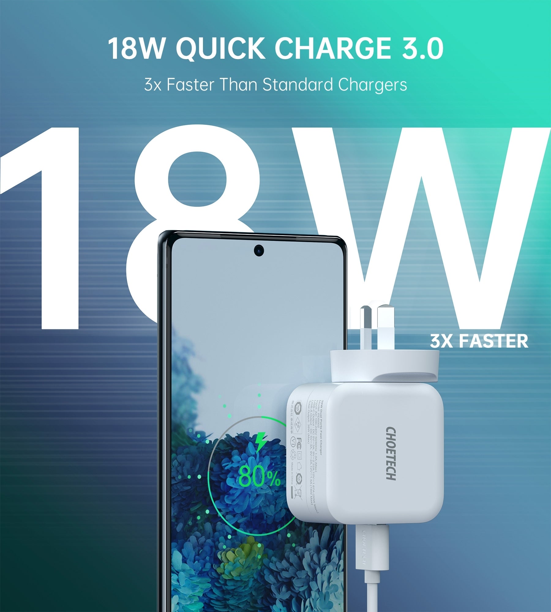Choetech - Qc3.0 18W + Pd 20W Fast Charger