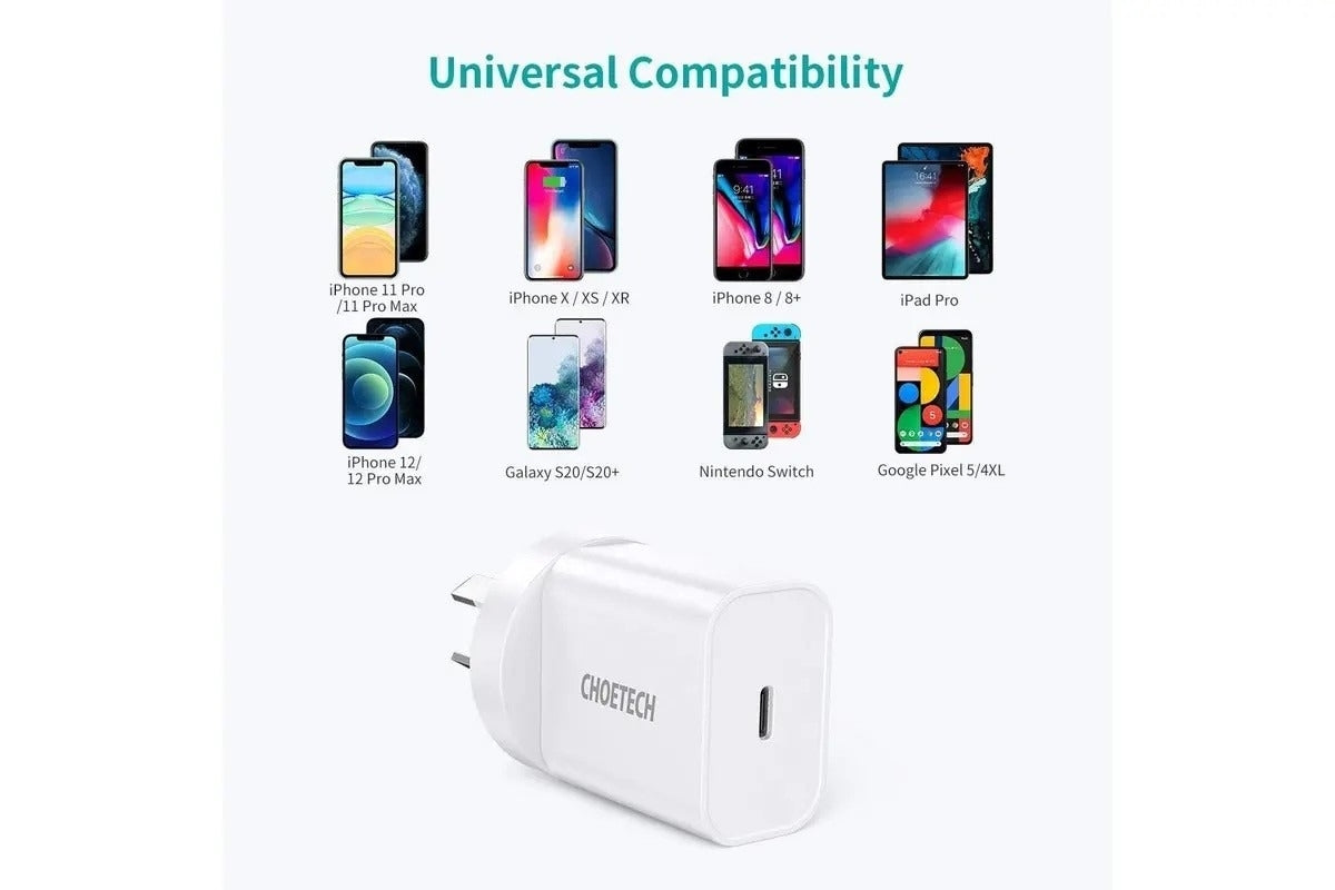Choetech - Pd20W Usb-C Iphone Fast Charger With Mfi Certified Usb-C Cable