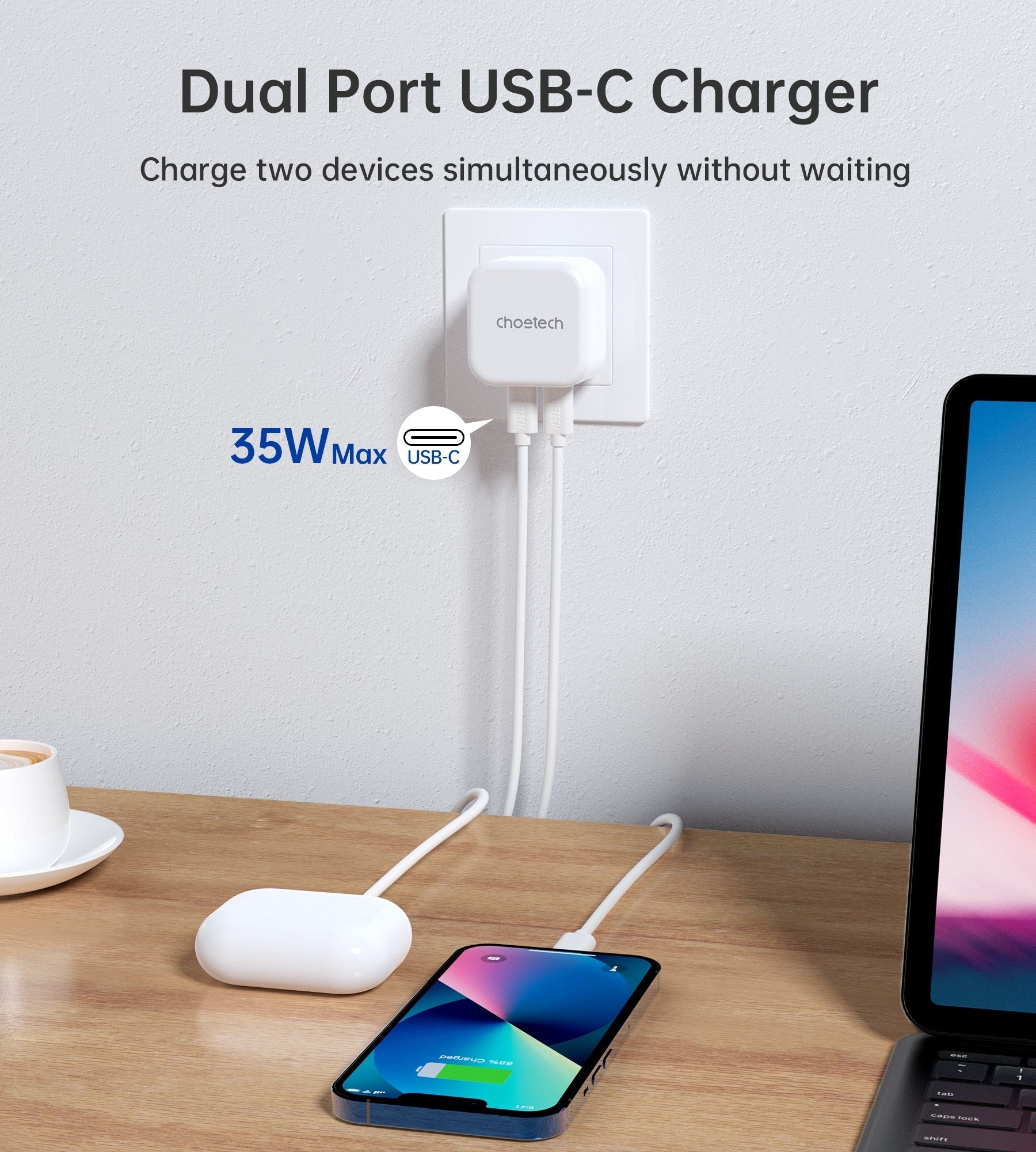 Q5008 Pd 35W Dual Usb-C Charger, Phone Chargers