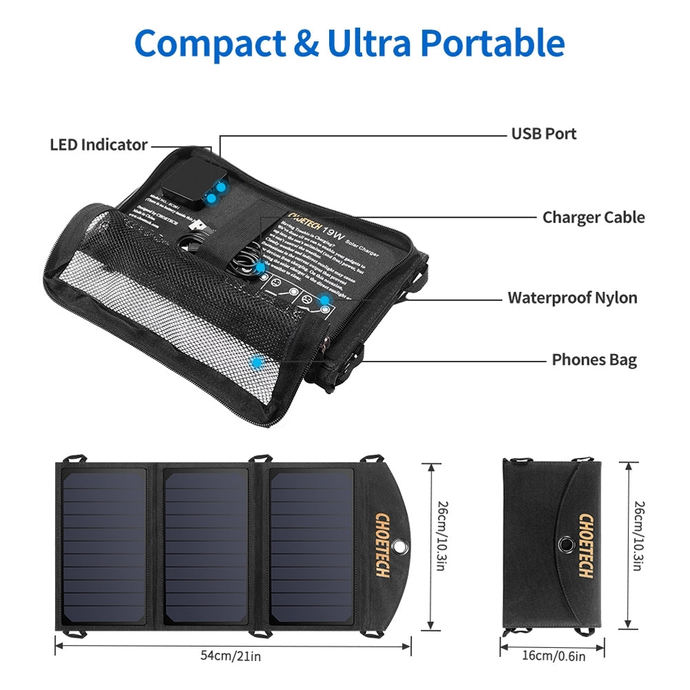 Portable Solar Panel Charger Dual USB Charger for Camping/RV/Outdoors