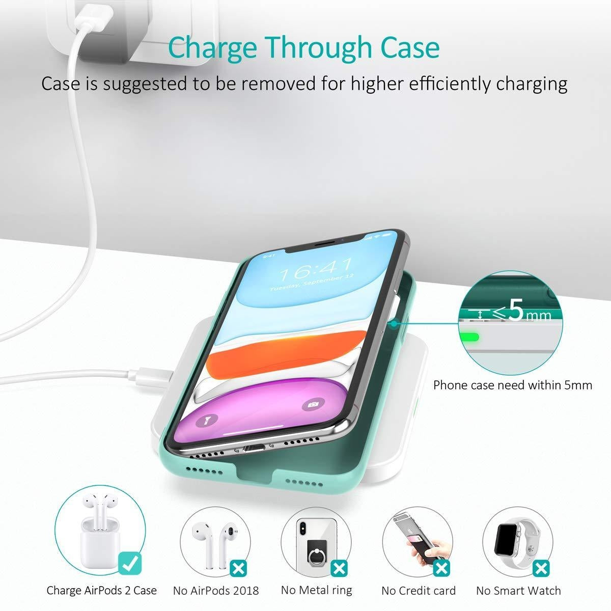 Qi Certified Fast Wireless Charging Pad Black And White 2 Pack | Black colour
