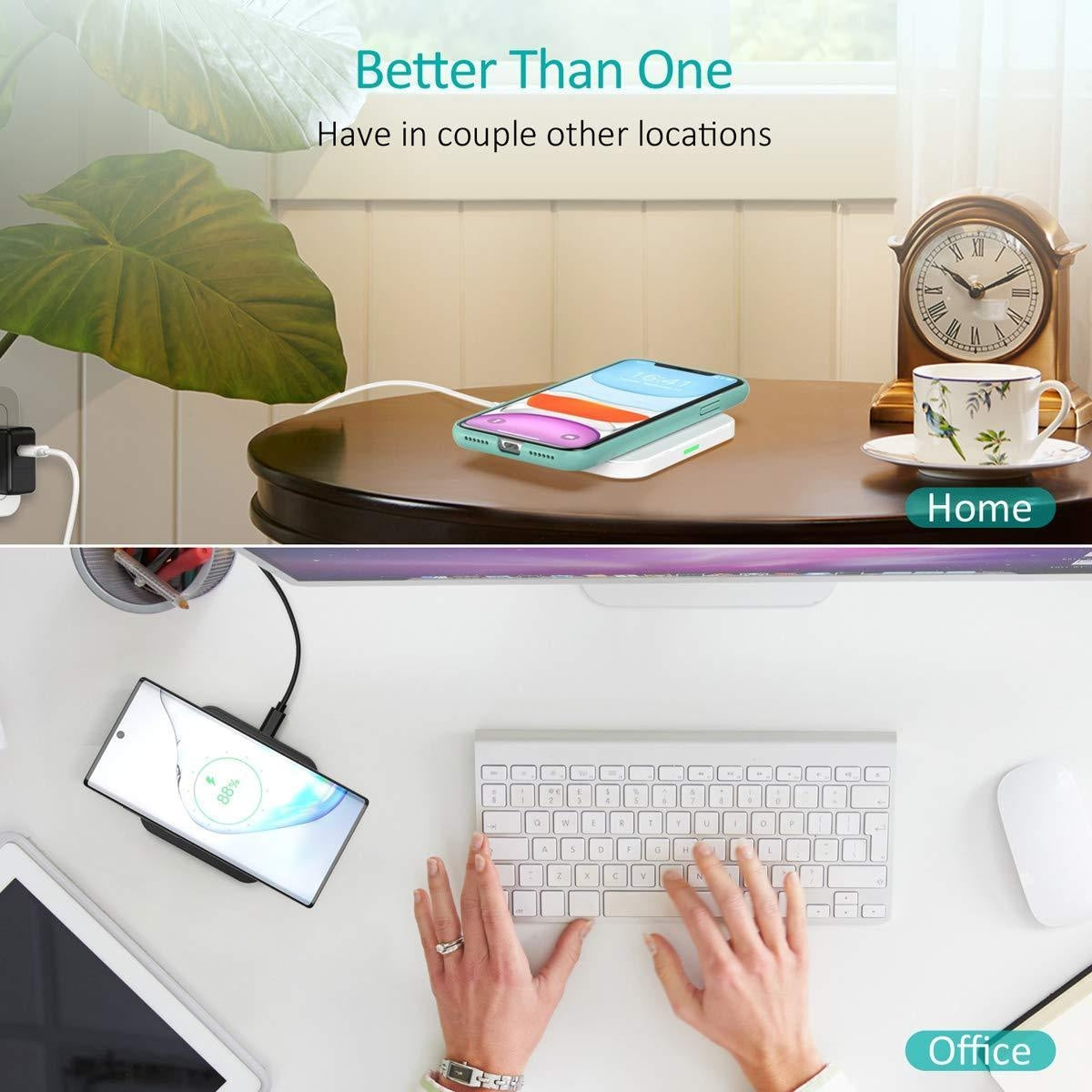 Choetech - Qi Certified Fast Wireless Charging Pad Black And White 2 Pack