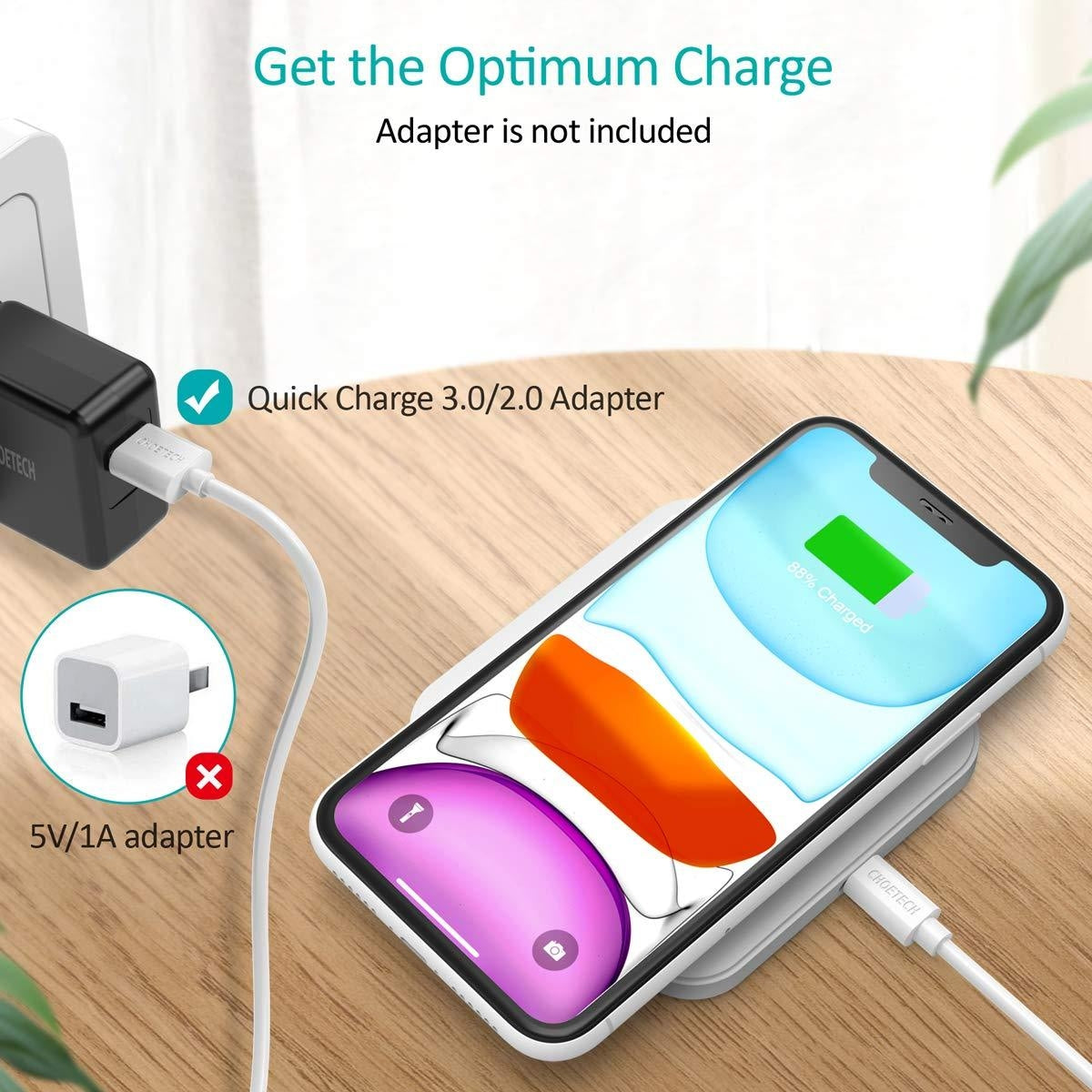 Qi Certified Fast Wireless Charging Pad Black And White 2 Pack | Choetech