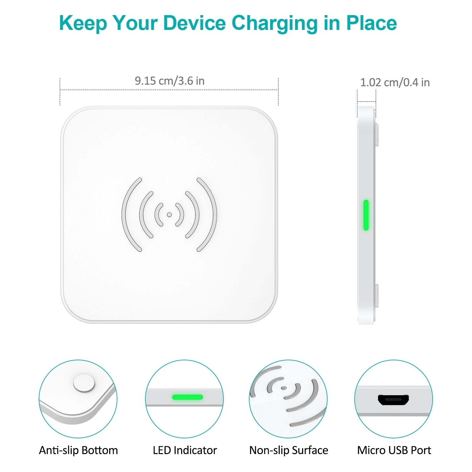 Phone Chargers - Qi Certified 10W/7.5W Fast Wireless Charger Pad (White)