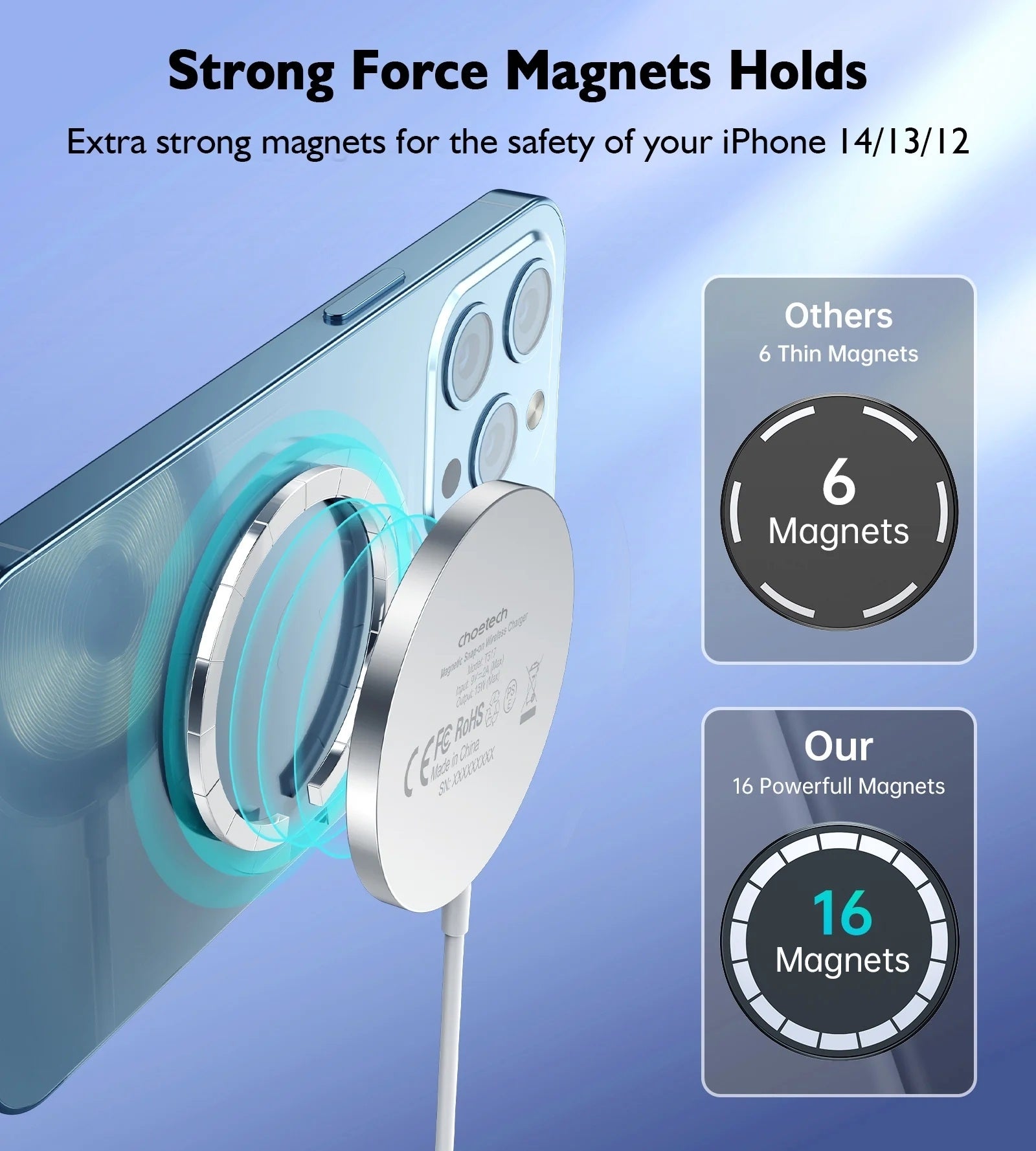 T518-F 15W Removable Wireless Magnetic Charger For Iphone12/13/14, Your Ease Using Our