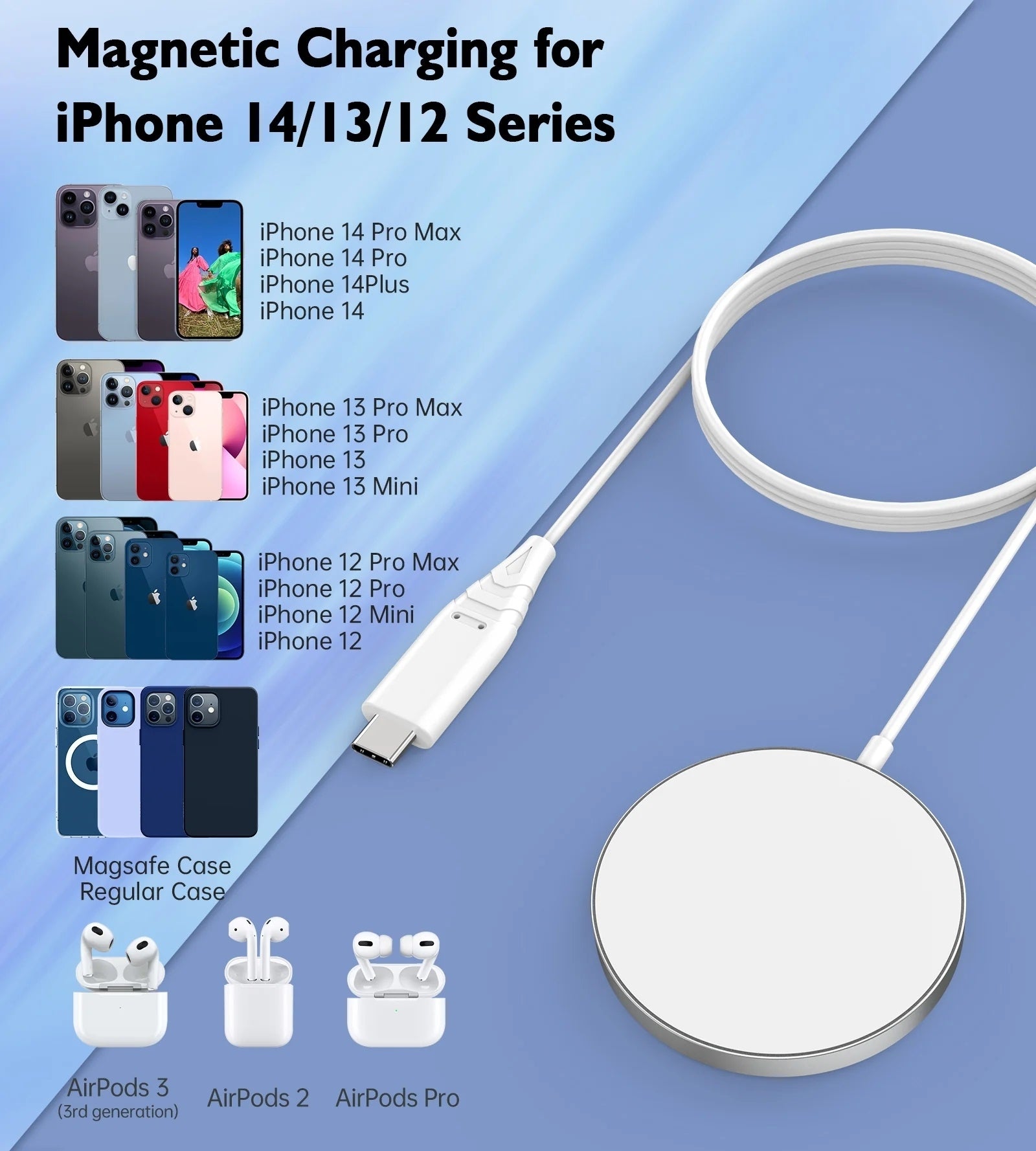 T518-F 15W Removable Wireless Magnetic Charger For