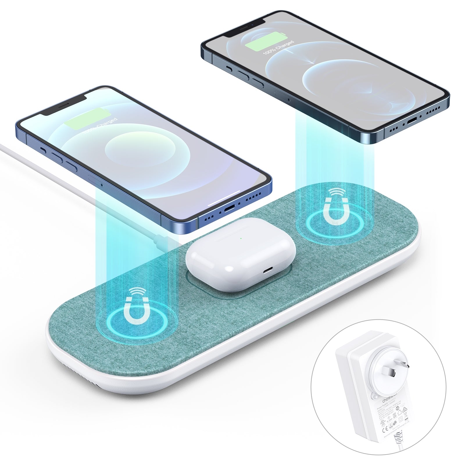 Phone Chargers - Magleap 3-In-1 Magnetic Wireless Charging Pad With Ac Adapter