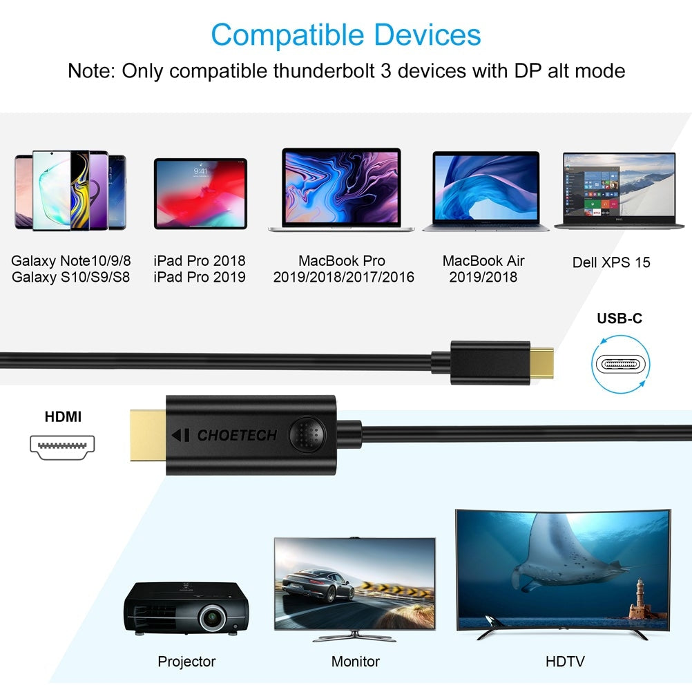 Usb-C To Hdmi Cable 3M, Choetech Xch
