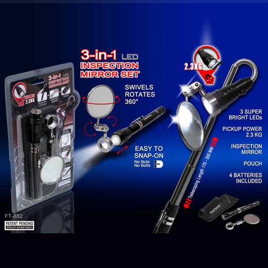 3In1 Inspection Mirror Set - Mirrors