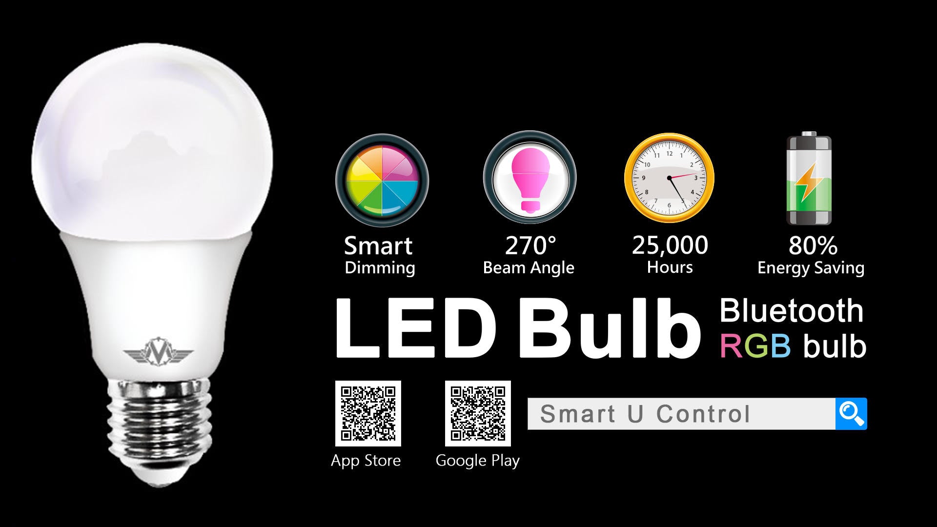 Coloured Lights - Mv Smart Bulb 9W E27 Twin Pack (Apple App Only )