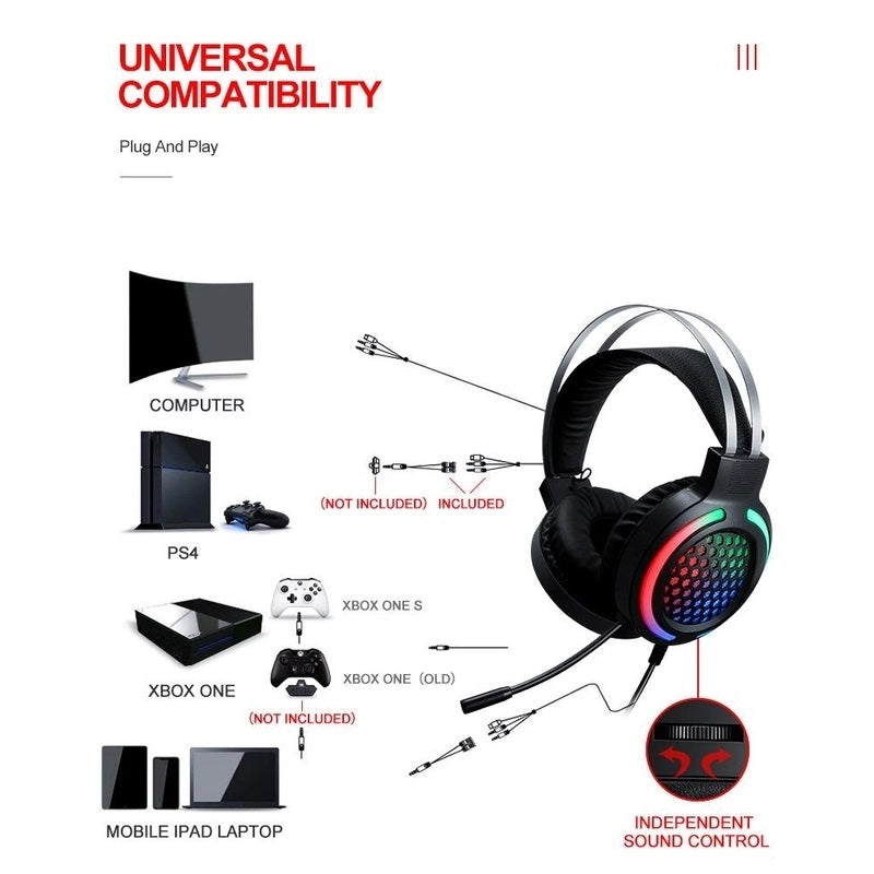 4-Pcs Rainbow Keyboard/Mouse/Headphone/Mouse Pad Kit Set with Musical Toys