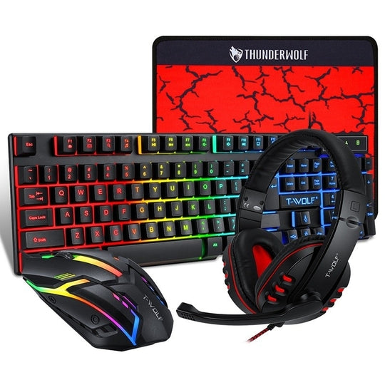 Rgb 4-Pcs Gaming Keyboard/Mouse/Headphone/Mouse Pad Kit Set - Desktops & Accessories