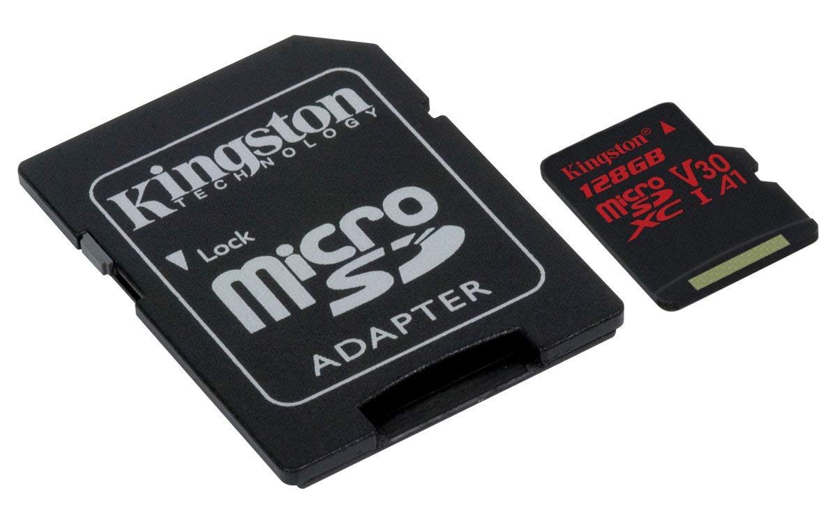 KINGSTON  Canvas React: MicroSD 128GB , 100MB/s read and 70MB/s write with SD adapter  SDCR/128GB