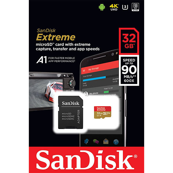 Sandisk Sdsqxaf-032 G-Gn6 Mn 32 Gb Micro Sdhc Extreme A1 V30, Uhs-I/ U3, 100 Mb/s ,no Sd Adapter