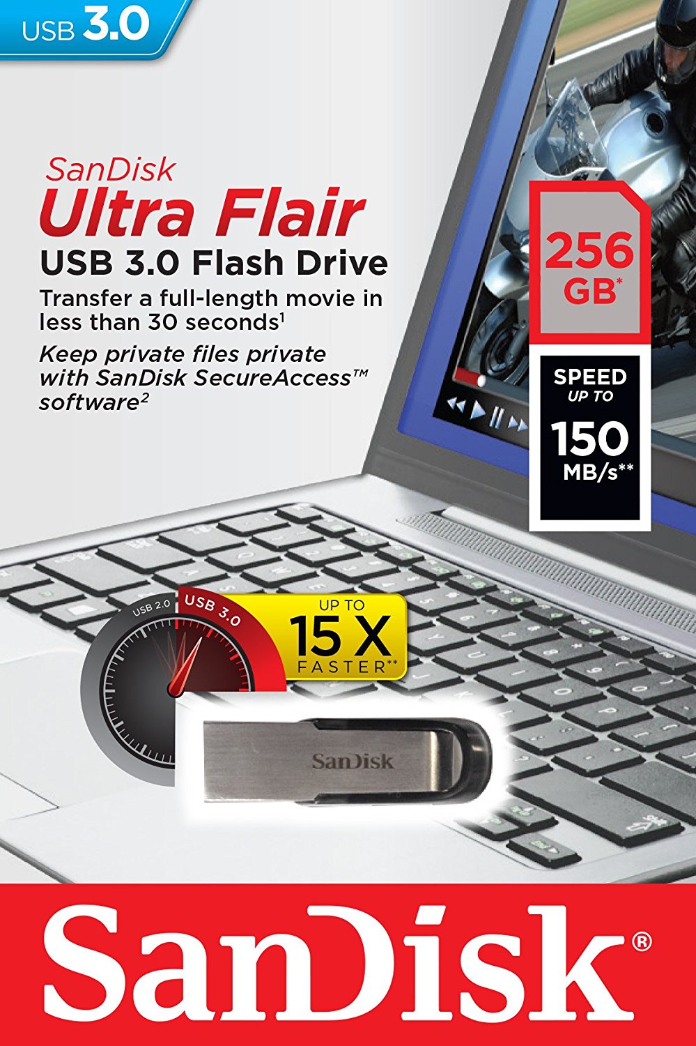 256Gb Cz73 Ultra Flair Usb 3.0 Flash Drive Upto 150Mb/S