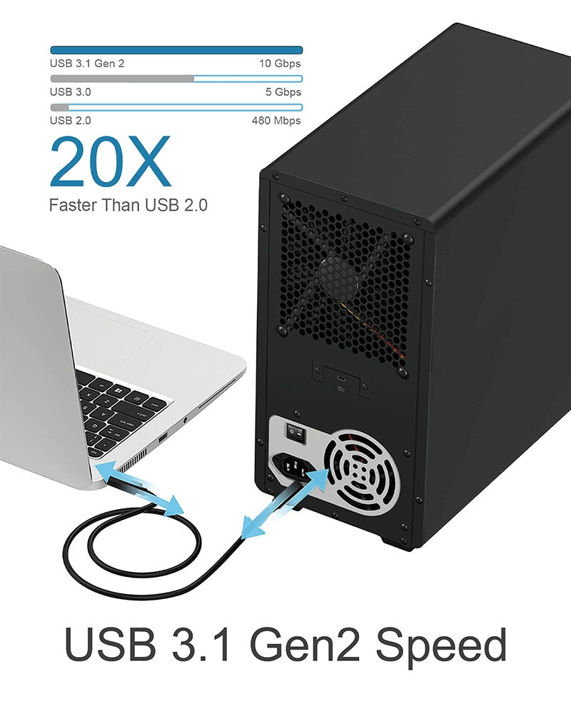 Single Enclosure For 10X Hdd With Usb 3.1 (Gen 2) Type-C Or Type-A