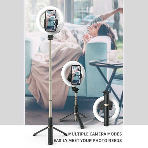 Q07 Bluetooth Ring Light Selfie Stick  + Tripod Stand