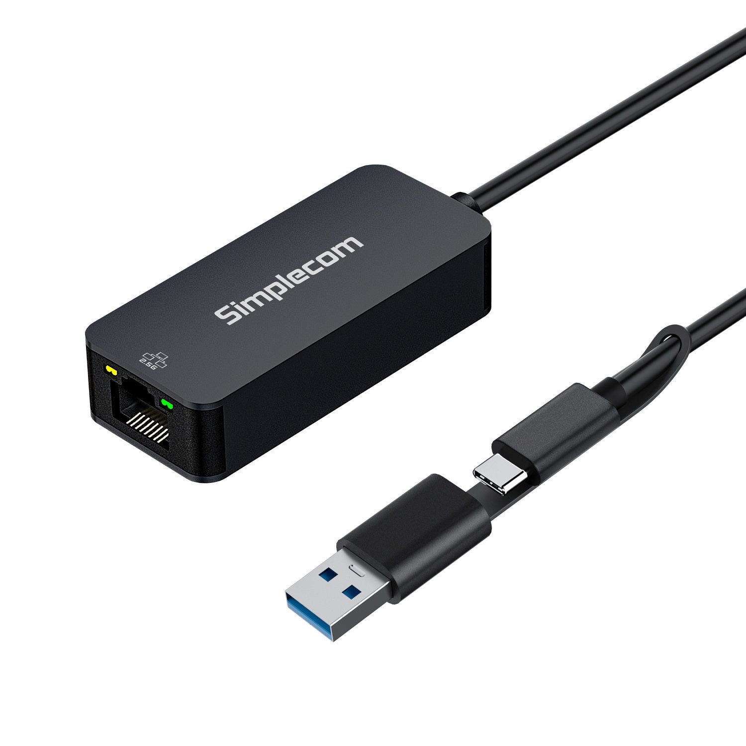 Aluminum USB-C and USB-A Network Adapter for 2.5G Ethernet at SuperSpeed of 2.5Gbps