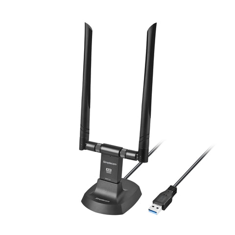 Boost Internet Signal with Dual Band WiFi 6 USB Adapter 802.11ax and 2x 5dBi High Gain Antennas
