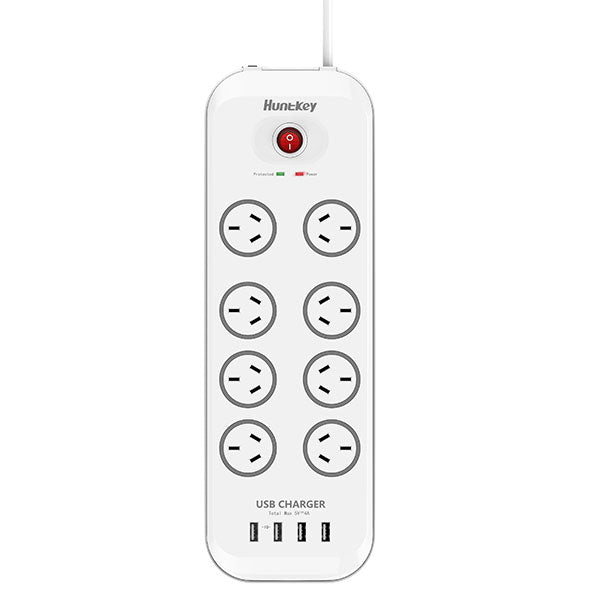Power Board With 8 Sockets And 4 Usb Charging Port  And Surge Protection (Total 4.0A)