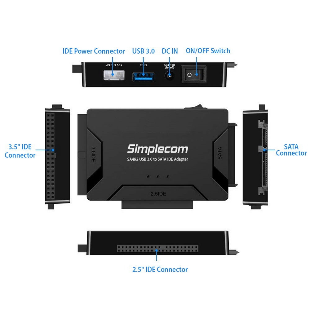 Sa492 Usb 3.0 To 2.5/3.5/5.25 Inch Sata Ide Adapter With Power Supply