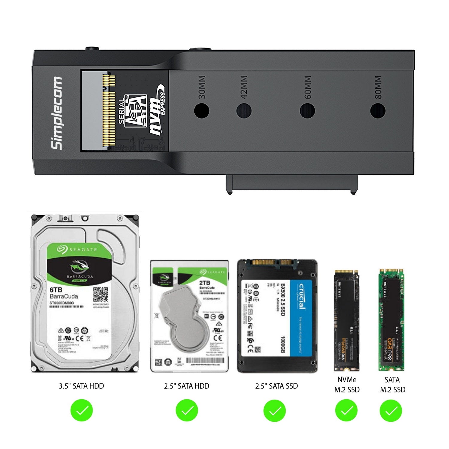 Usb To M.2 & Sata 2-In-1 Adapter: Hdd & Nvme/Sata M.2 Ssd, Usb 3.2 Gen2 10Gbps