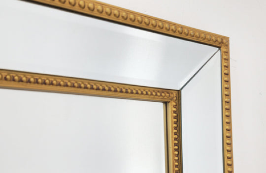 Gold Beaded Framed Mirror - Rectangle 80Cm X 110Cm - Mirrors
