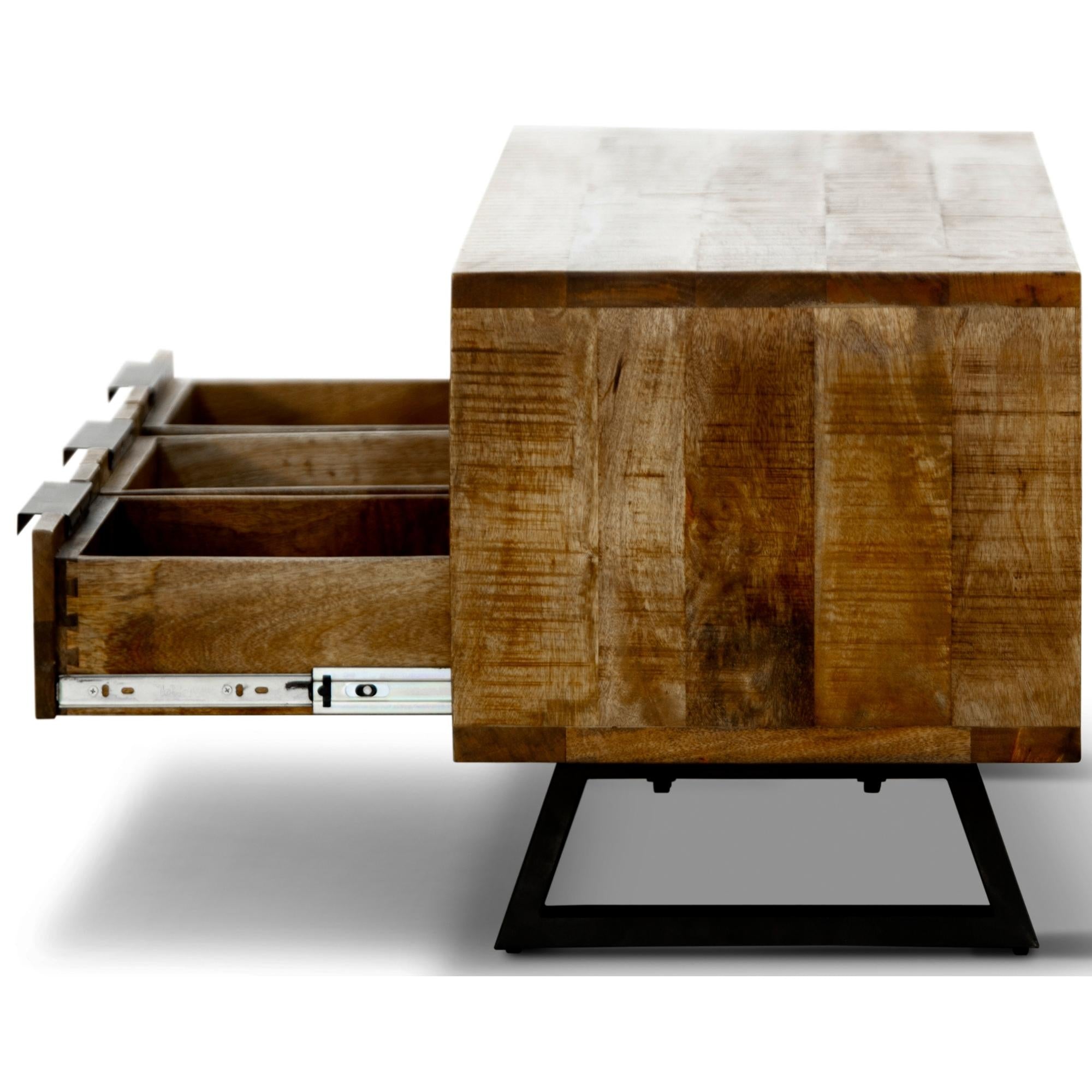 Etu Entertainment Tv Unit 150Cm 3 Drawer Mango Wood Unique Furniture
