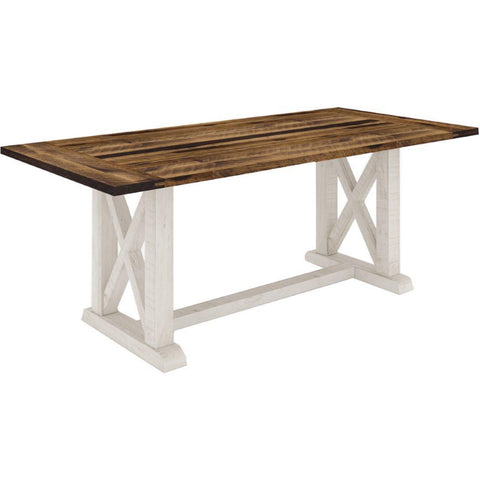 Brown and White Dining Table crafted from 200cm Solid Acacia Timber Wood