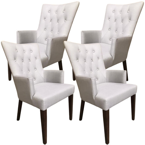 Set Of 4 Carver Fabric Dining Chair French Provincial Solid Timber
